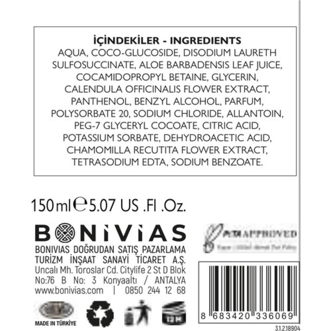 Bonivias Aleovera Yüz Temizleme Köpüğü Nemlendirici , Vegan % 99 Aloevera