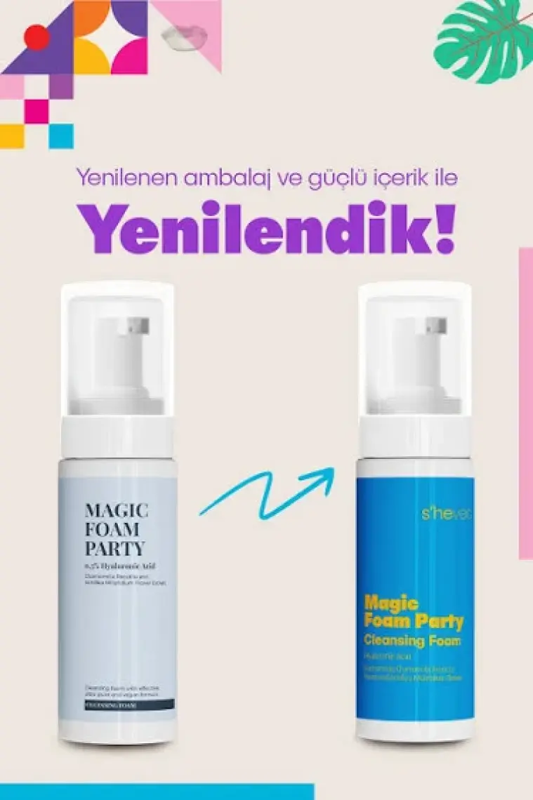 S'he Vec MAGIC FOAM PARTY - Yatıştırıcı Nemlendirici Etkili Yüz Temizleme Köpüğü |Tüm Cilt Tipleri 150ml
