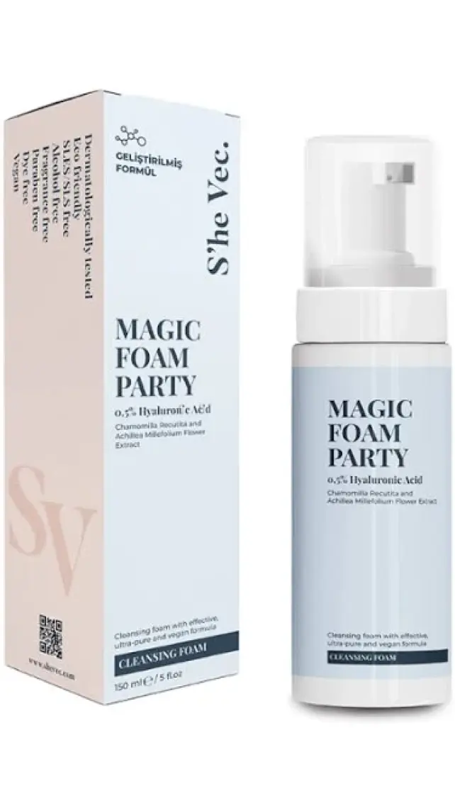 S'he Vec MAGIC FOAM PARTY - Yatıştırıcı Nemlendirici Etkili Yüz Temizleme Köpüğü |Tüm Cilt Tipleri 150ml