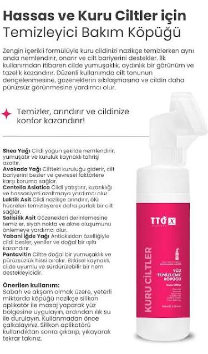 Tto x Kuru Ciltlere Özel Çay Ağacı Içeren Aplikatörlü Yüz Köpüğü