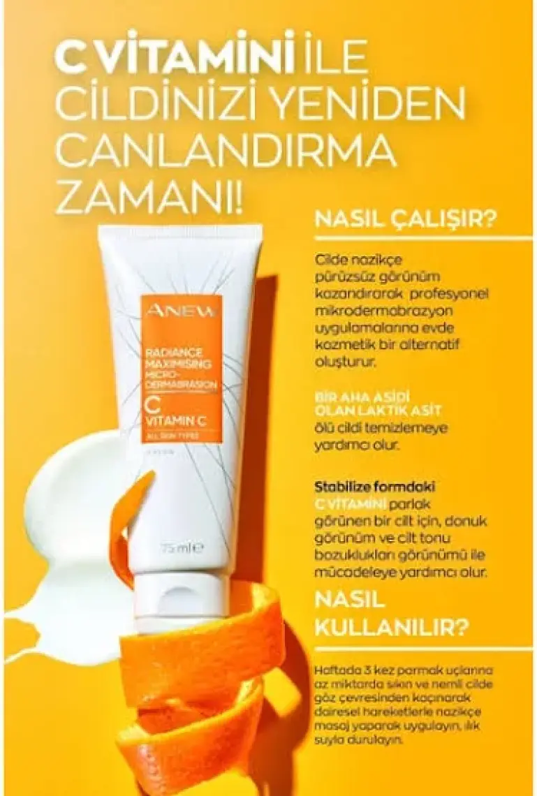 Avon Anew Yüz Için Aydınlık Görünüm Veren C Vitamini Içeren Arındırıcı Scrub 75 Ml.