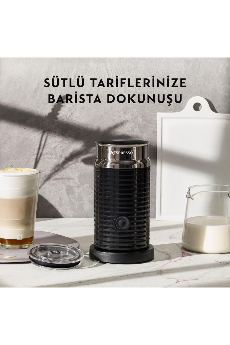 Nespresso Aeroccino 3 Süt Köpürtücü, Elektrikli Süt Köpürtücü, 120 ml Kremsi Süt Köpüğü ve 240 ml Sıcak Süt İçin, Siyah