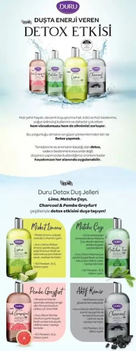 Duru Detox Kömür Duş Jeli 500 ml