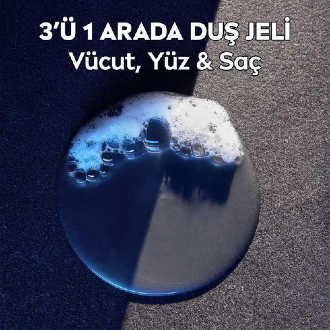 NIVEA MEN Deep Dimension Erkek Duş Jeli 500ml; 3ü1 Arada Vücut; Saç ve Yüz için Pratik Kullanım