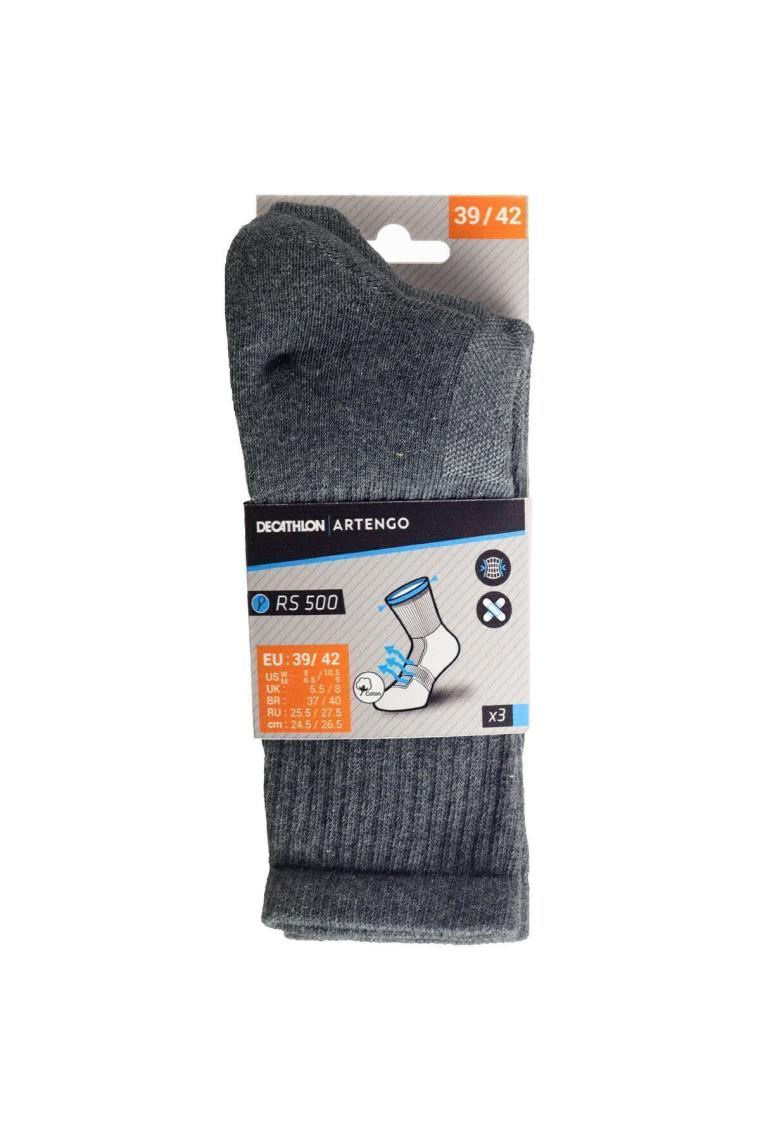 Artengo Tenis Çorabı - Orta Boy Konçlu - 3'lü Paket - Gri - Rs 500