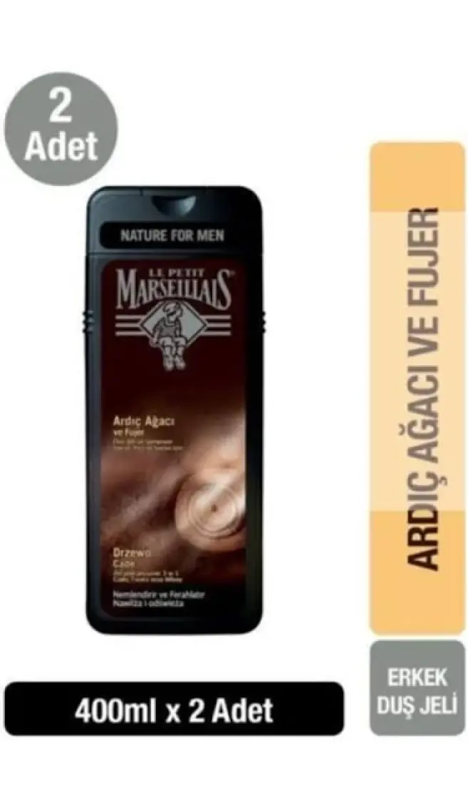 Le Petit Marseillais Duş Jeli Men Serisi Ardıç Ağacı ve Fujer 400ML 2 Adet