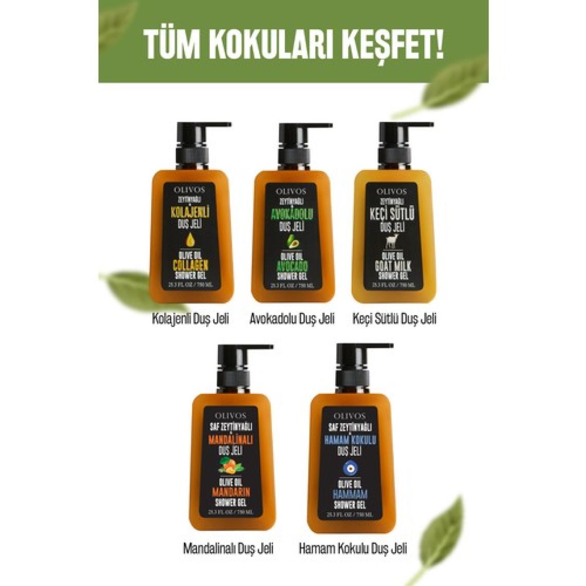 Olivos %100 Doğal Zeytinyağı Hamam Kokulu Zeytinyağlı Banyo Ve Duş Jeli Kuru Cilt Nemlendirici Ve Besleyici 750 ml