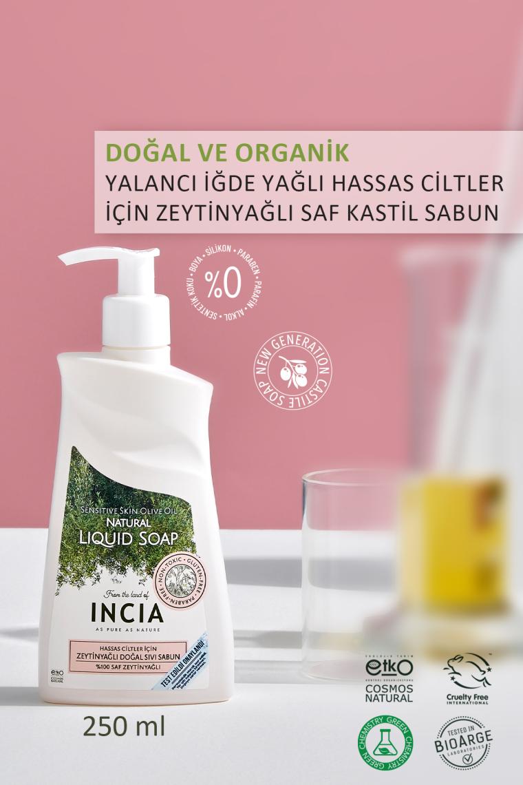 Incia Zeytinyağlı Hassas Ciltler İçin Doğal Sıvı Sabun 250 ml
