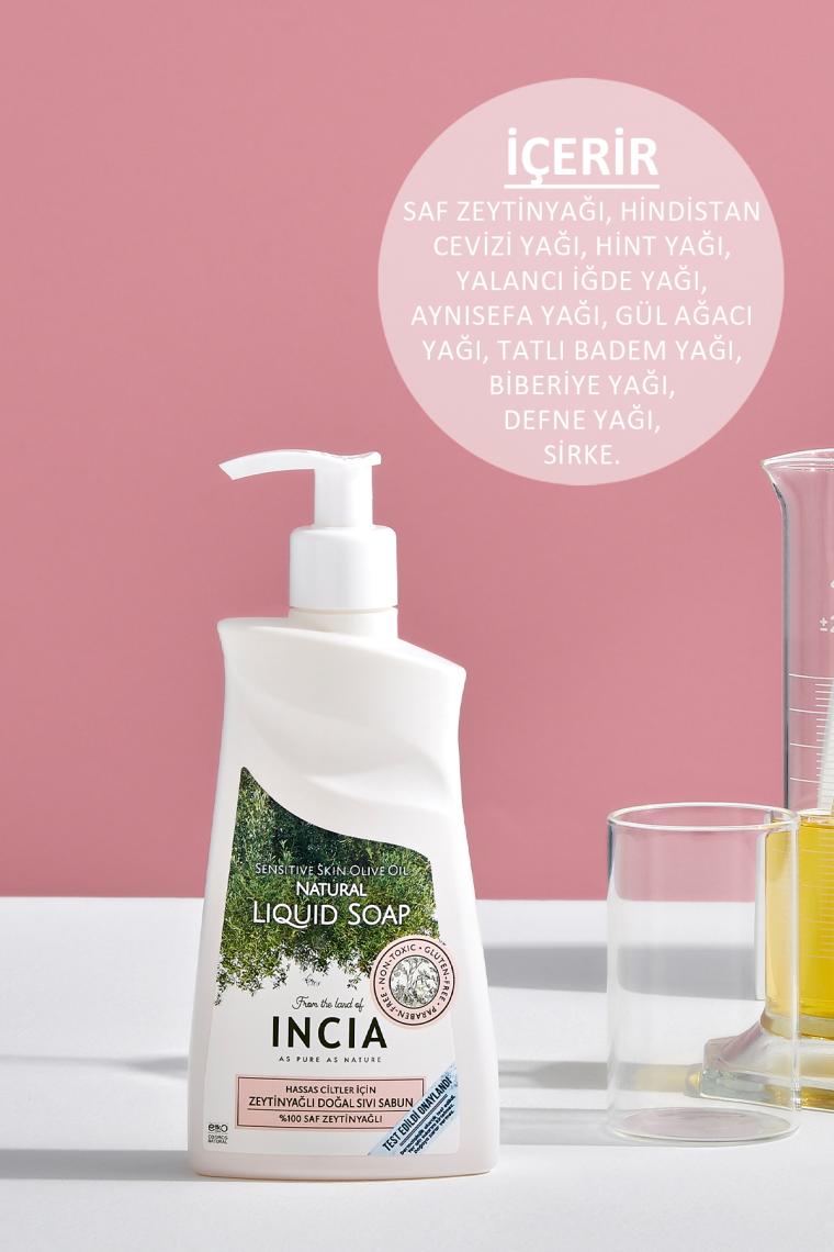 Incia Zeytinyağlı Hassas Ciltler İçin Doğal Sıvı Sabun 250 ml