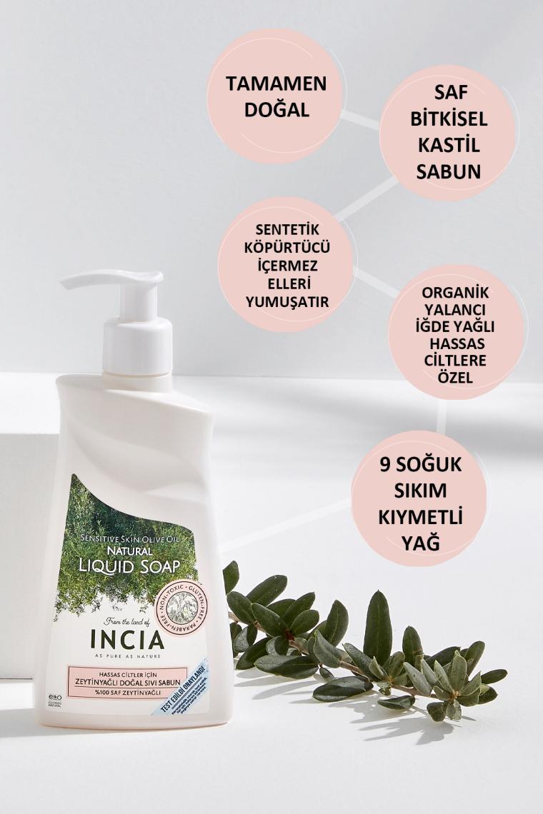 Incia Zeytinyağlı Hassas Ciltler İçin Doğal Sıvı Sabun 250 ml