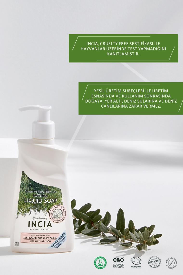 Incia Zeytinyağlı Hassas Ciltler İçin Doğal Sıvı Sabun 250 ml