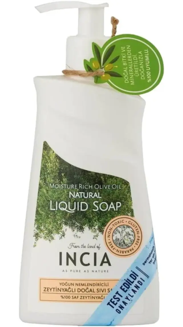 INCIA %100 Doğal Sıvı Kastil Sabunu Yoğun Nemlendirici Zeytinyağlı 10 Bitkisel Değerli Yağ Vegan 250 ml