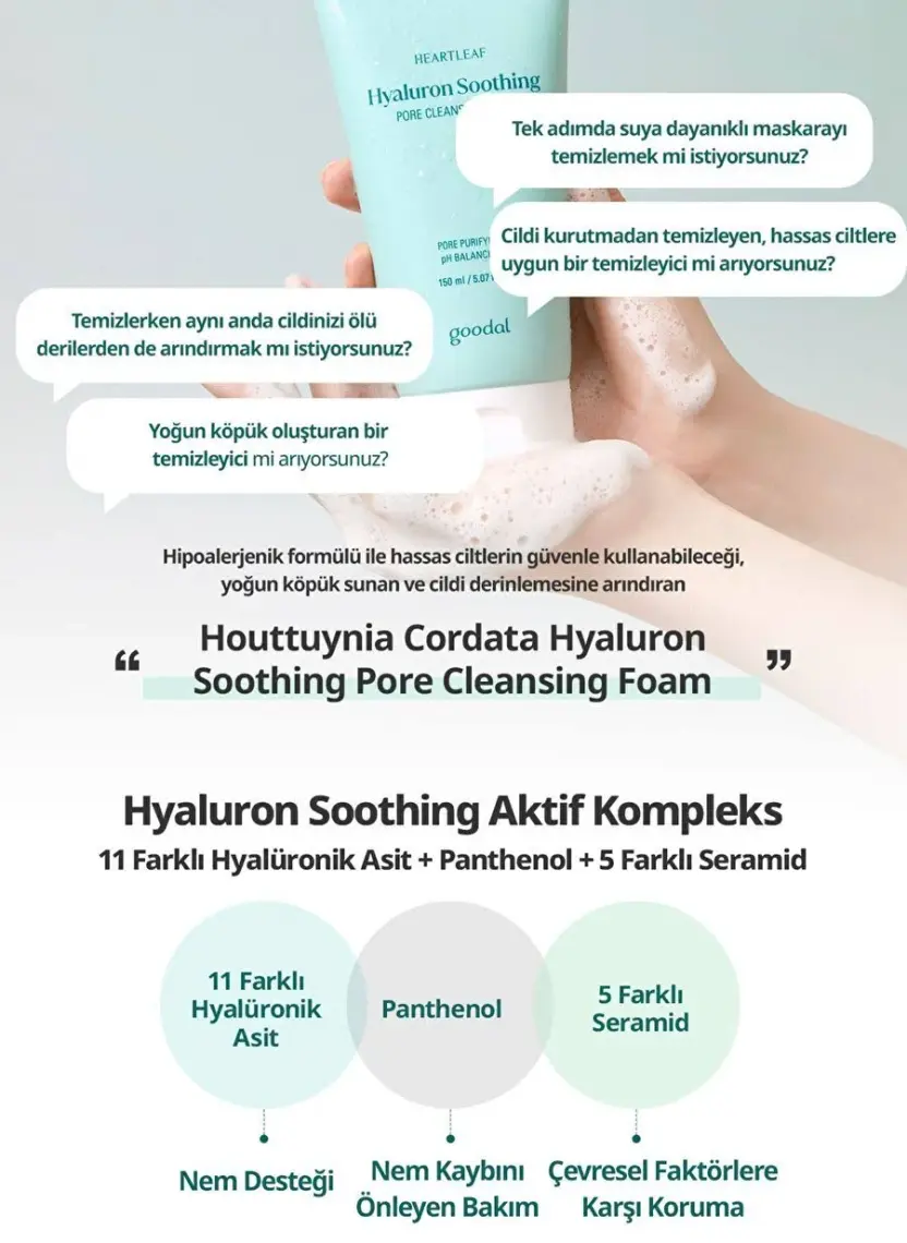Goodal Heartleaf Calming pH Balancing Cleansing Foam - Houttuynia Cordata Özlü pH Dengeleyici Köpük Temizleyici
