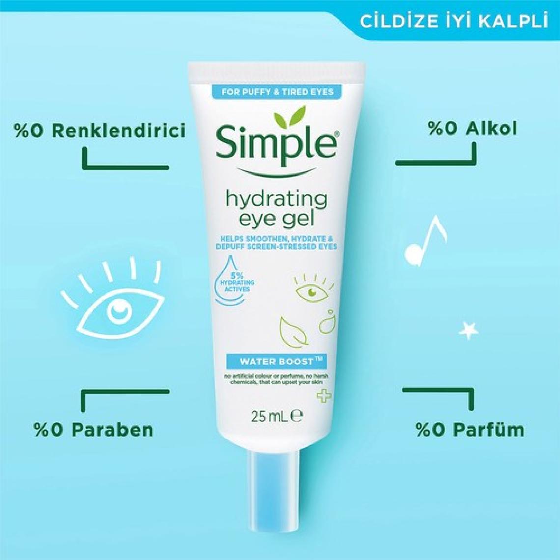 Simple Water Boost Nemlendirici Göz Kremi Yorgun ve Şiş Gözlerde Etkili Vegan 25 ml
