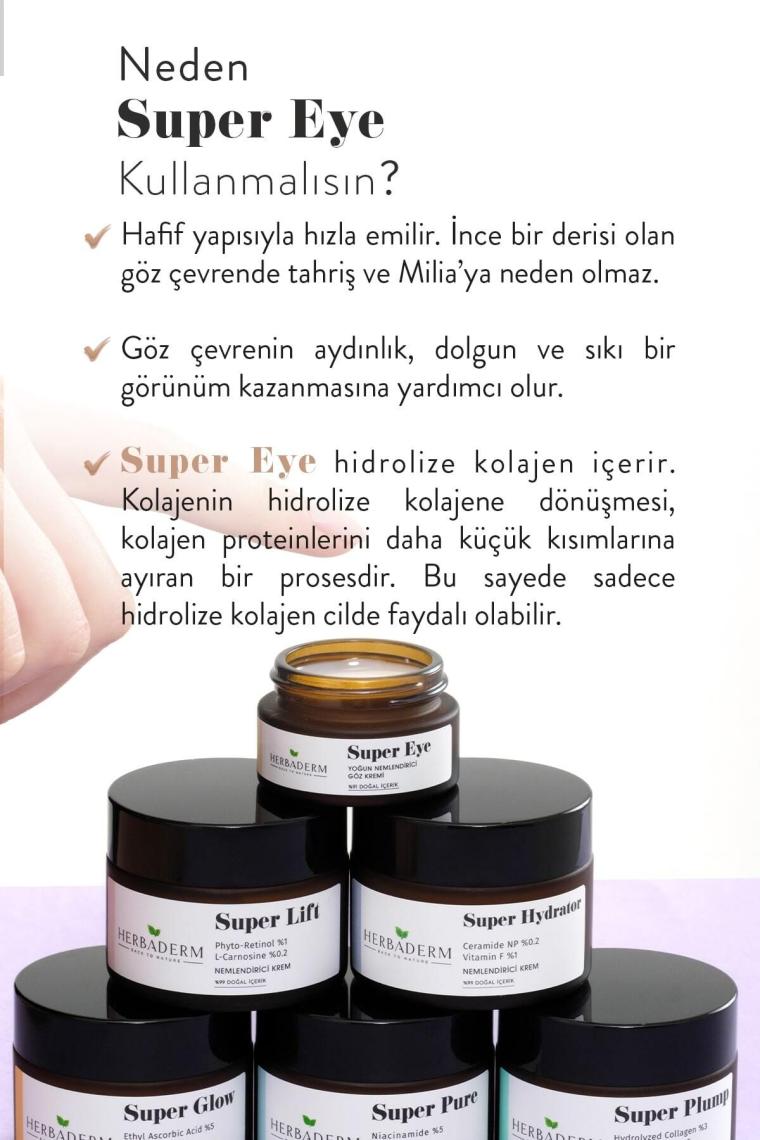 Super Eye Koyu Halka Ve Kırışıklık Karşıtı Kolajen + C Vitamini Nemlendirici Göz Çevresi Kremi