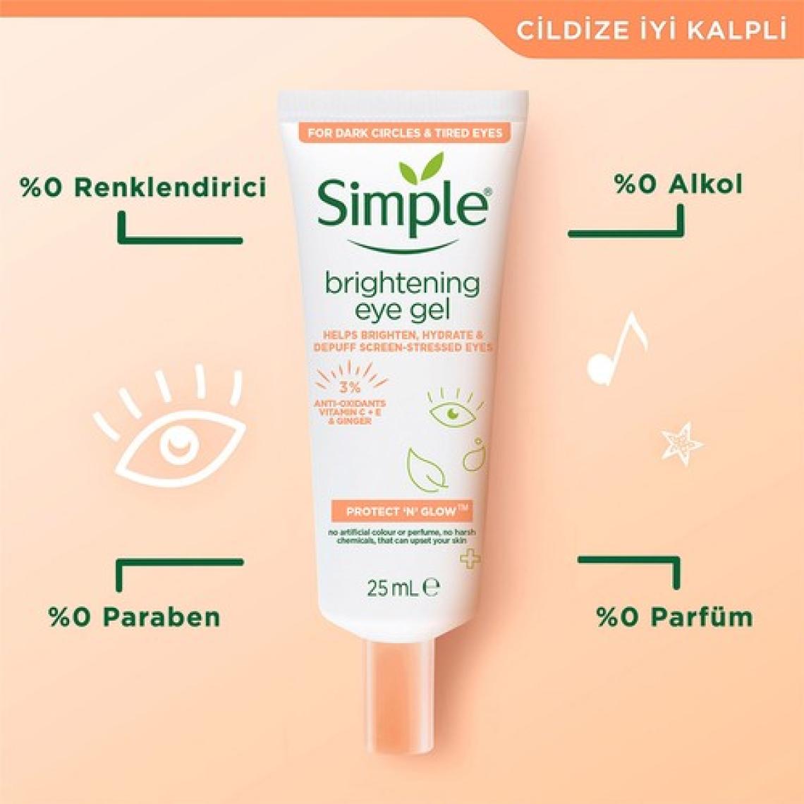 Simple Protect 'N' Glow Aydınlatıcı Göz Kremi Koyu Halkaları Azaltmaya  Vegan 25 ml