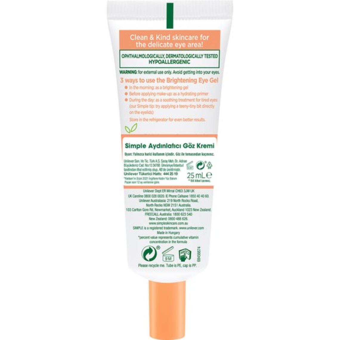 Simple Protect 'N' Glow Aydınlatıcı Göz Kremi Koyu Halkaları Azaltmaya  Vegan 25 ml