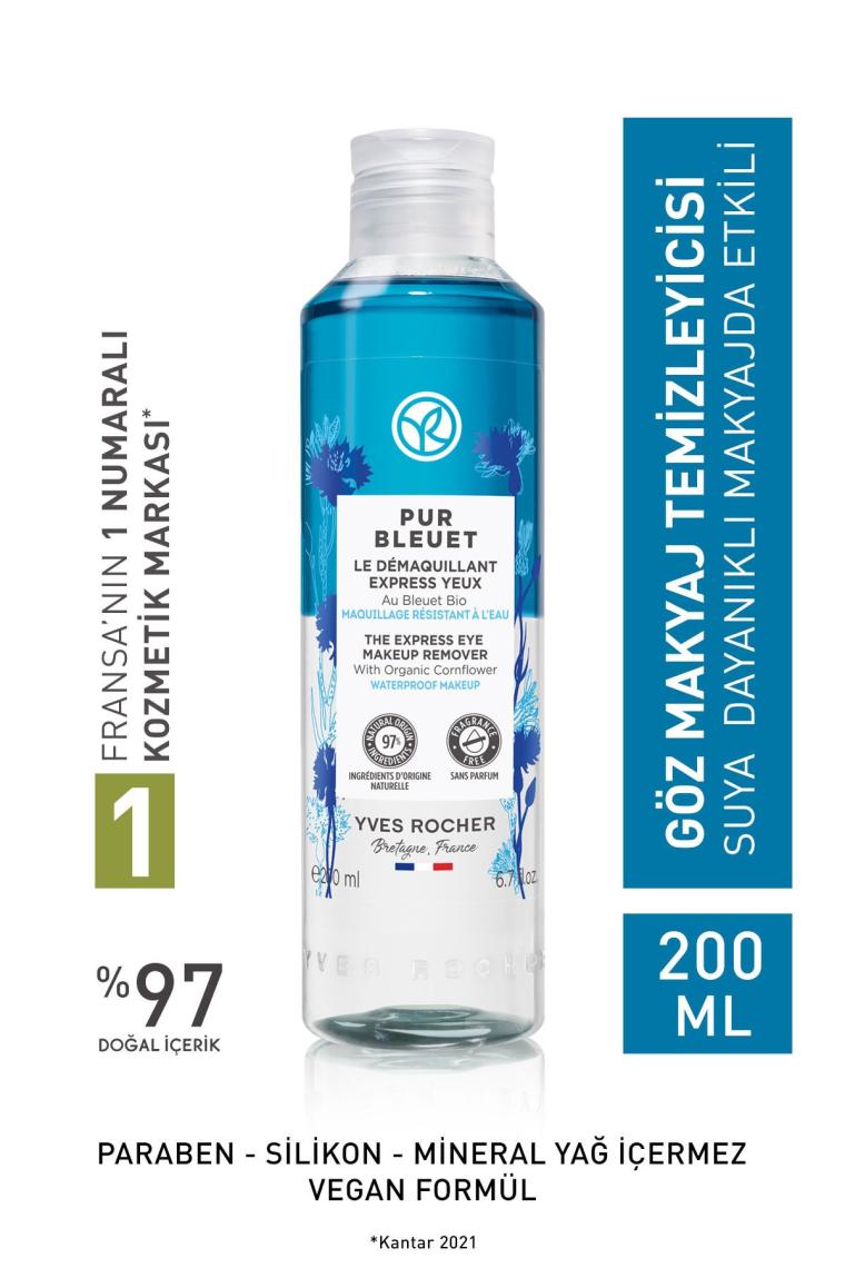 Tüm Ciltler Için Suya Dayanıklı/yoğun Makyaja Özel Pur Bleuet Göz Makyaj Temizleyici- 200 ml