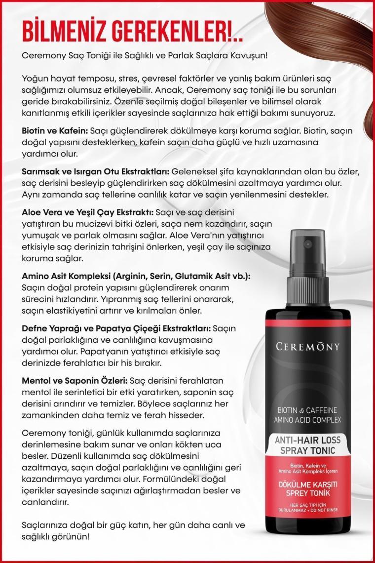 Biotin & Kafein & Amino Kompleks Içeren Dökülme Karşıtı Saç Sprey Toniği 250 ml