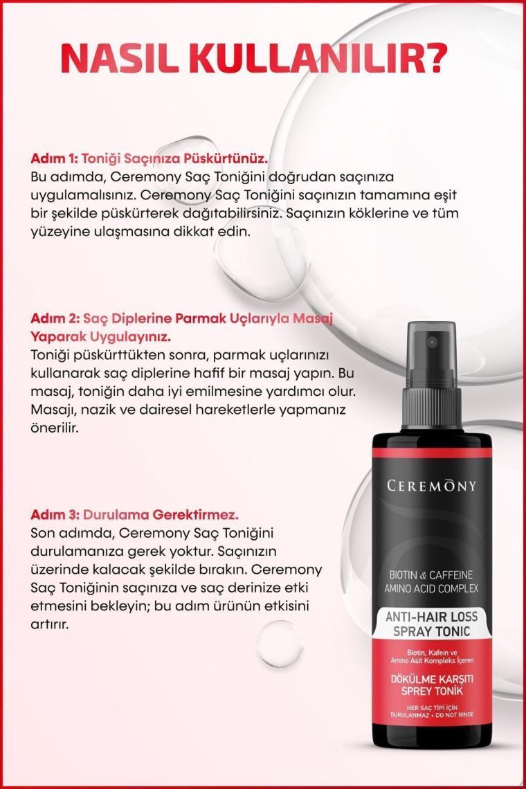 Biotin & Kafein & Amino Kompleks Içeren Dökülme Karşıtı Saç Sprey Toniği 250 ml