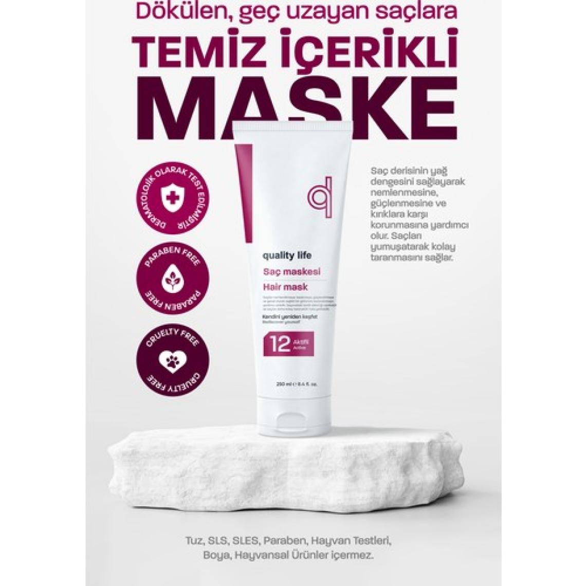 Quality Life Ql 12 Aktifli Saç Maskesi - Besleyici Onarıcı Nemlendirici Aşırı Yıpranmış Saçlar Saç Uzatma Maskesi
