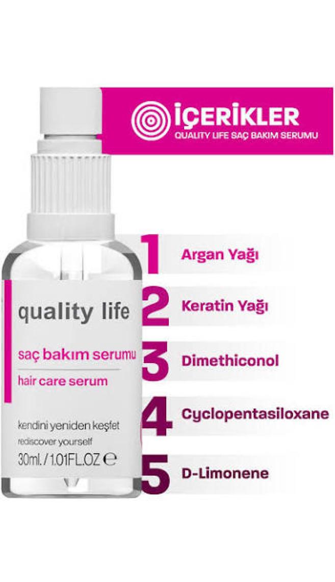 Quality Life Argan ve Keratin Saç Serumu (Aşırı Yıpranmış ve Dökülen Saçlara Özel)