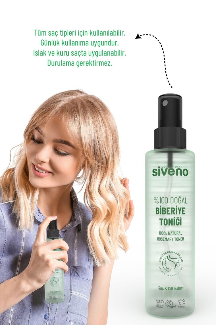 Siveno %100 Doğal Biberiye Suyu Saç Dökülmesi Karşıtı ve Hızlı Saç Uzatma Etkili Saç Toniği 150 ml