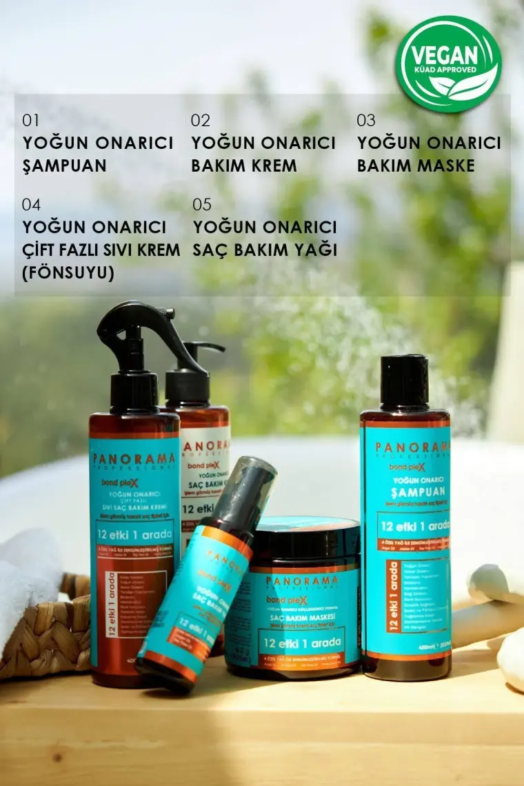 Panorama Professional Bond Plex Yoğun Onarıcı Güçlendirici Saç Bakım Maskesi - 500 ml / 12 Etki 1 Arada / 4 Özel Yağ ile zenginleştirilmiş formül