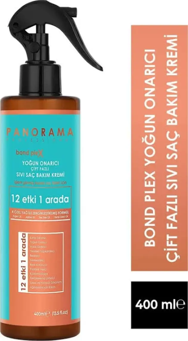 Panorama Professional Bond Plex Yoğun Onarıcı Çift Fazlı Sıvı Saç Bakım Kremi - 400 ml / 12 Etki 1 Arada / 4 Özel Yağ ile zenginleştirilmiş formül