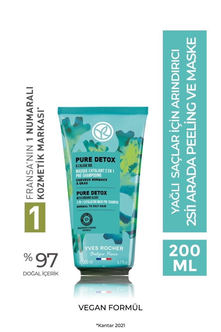 Yves Rocher Arındırıcı 2si1 Arada Peeling ve Maske - Yağlı Saçlar / Pure Detox 200 ml