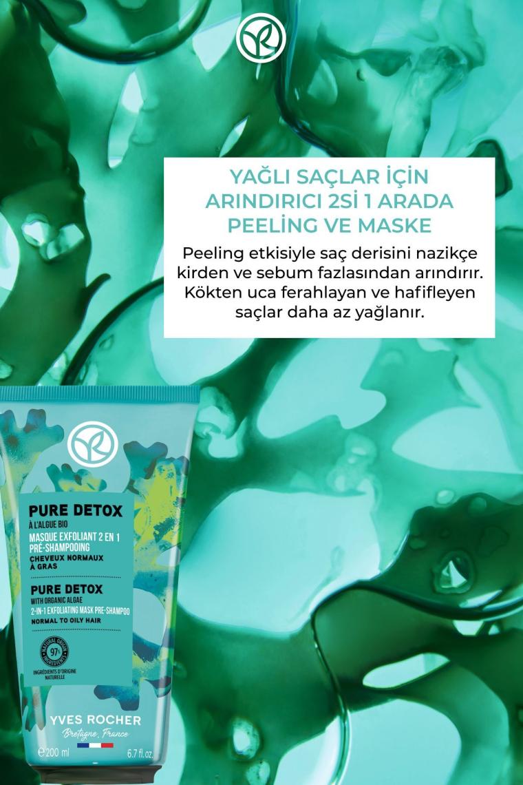 Yves Rocher Arındırıcı 2si1 Arada Peeling ve Maske - Yağlı Saçlar / Pure Detox 200 ml