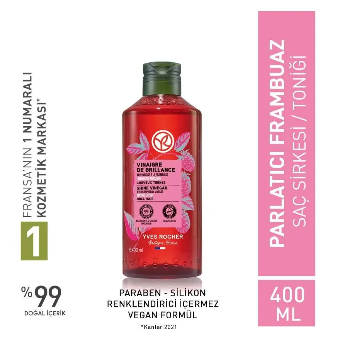 Yves Rocher Parlatıcı (Brillance) Frambuaz Saç Sirkesi/toniği Büyük Boy - VEGAN-400 ML-42448