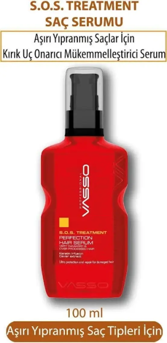 Vasso Aşırı Yıpranmış Saçlar Için Keratinli Acil Kurtarma Kırık Uç Onarıcı Serum -hair Serum 100 ml