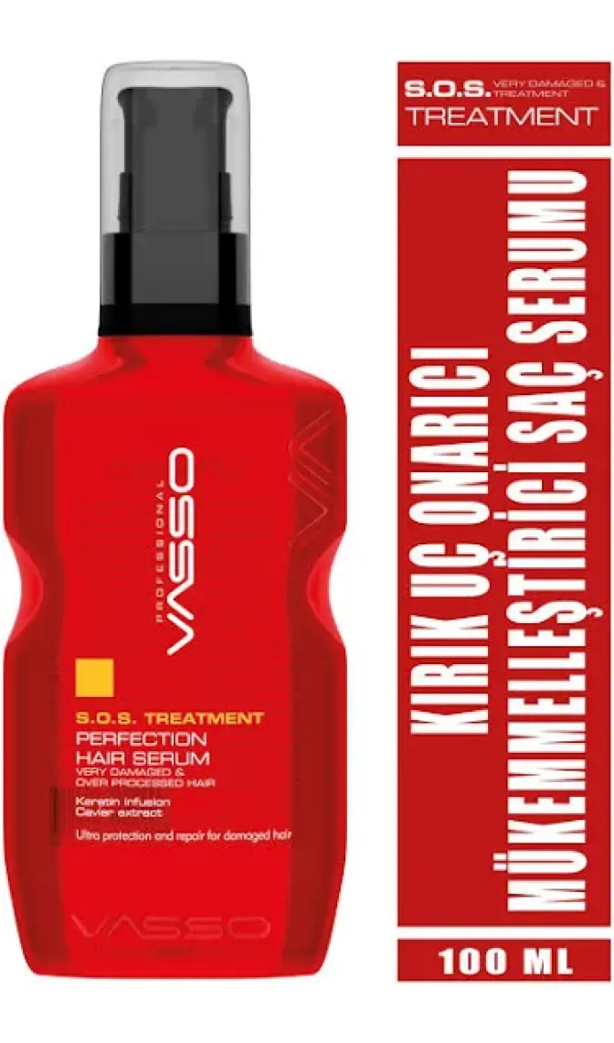 Vasso Aşırı Yıpranmış Saçlar Için Keratinli Acil Kurtarma Kırık Uç Onarıcı Serum -hair Serum 100 ml