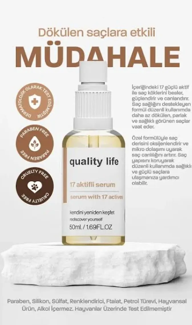 Quality Life 17 Aktifli Saç Dökülmesine Karşı Serum - Saç Güçlendirici Dökülme Karşıtı Saç Serumu Ve Yağı