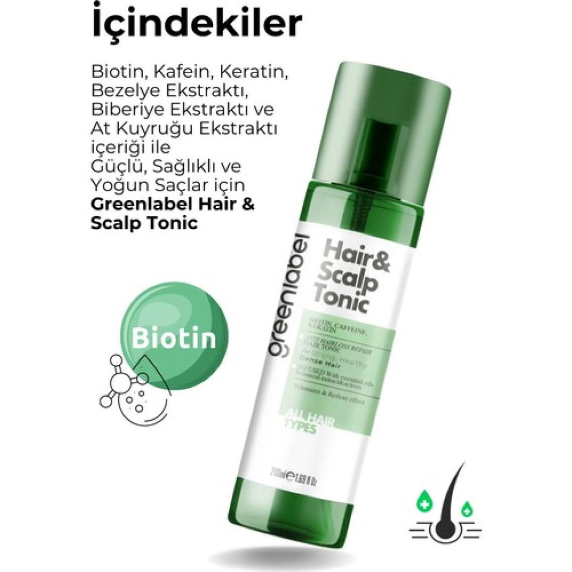 Green Label Hair & Scalp Tonic - Saç ve Saç Derisi Için Güçlendirici ve Dökülme Karşıtı Saç Toniği 200ML.