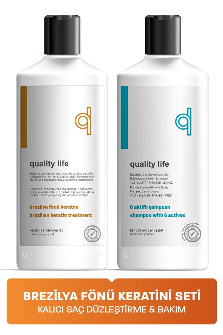 Quality Life Brezilya Fönü Keratini Seti Tuzsuz Şampuan + Brezilya Keratini - Kalıcı Saç Düzleştirici Keratin Bakımı - Brazilian Saç Keratini Sprey Krem