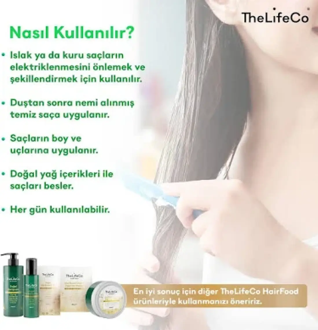 TheLifeCo Hairfood Değerli Yağlar Serisi Durulanmayan Doğal Saç Bakım Kremi  200 ml