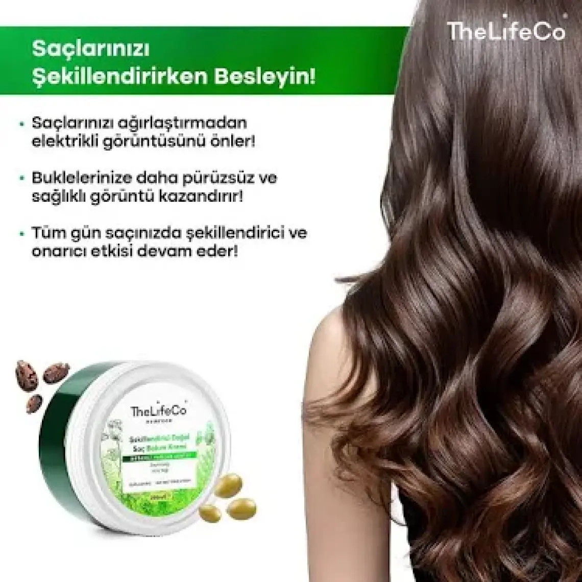 TheLifeCo Hairfood Değerli Yağlar Serisi Durulanmayan Doğal Saç Bakım Kremi  200 ml