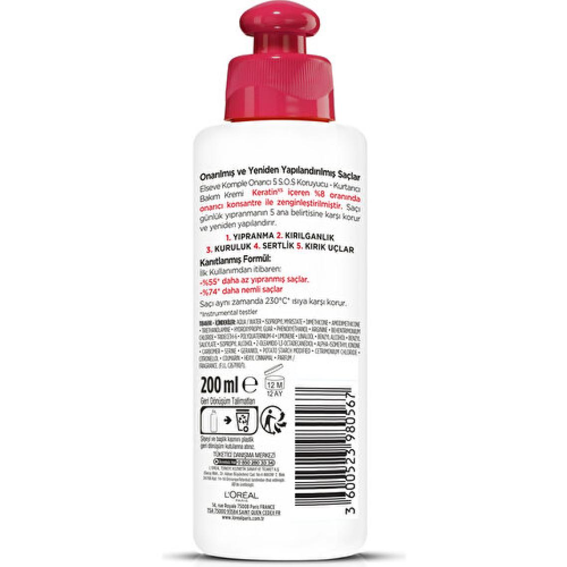 Loreal Elseve Komple Onarıcı 5 S.O.S Koruyucu 200 ml Durulanmayan Kurtarıcı Bakım Kremi