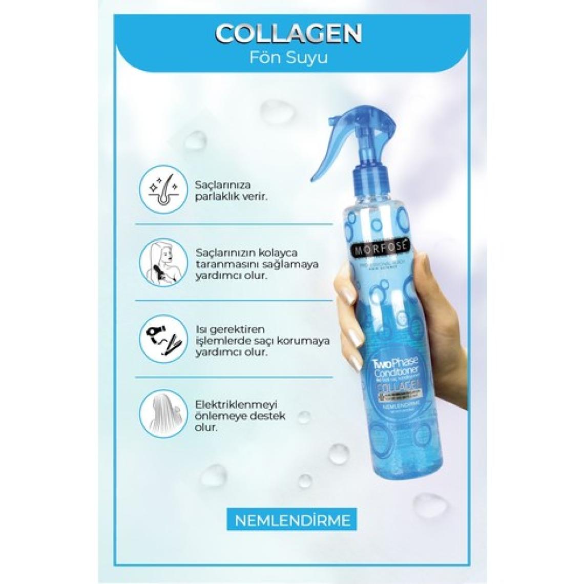 Morfose Çift Fazlı Keratin İçeren Fön Suyu 400 ml Kolajen ve Keratin ile Zenginleştirilmiş, Parlaklık ve Isı Koruması Sağlayan, Kuru Saçlar için Günlük Kullanım