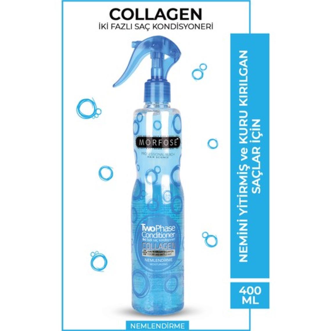 Morfose Çift Fazlı Keratin İçeren Fön Suyu 400 ml Kolajen ve Keratin ile Zenginleştirilmiş, Parlaklık ve Isı Koruması Sağlayan, Kuru Saçlar için Günlük Kullanım