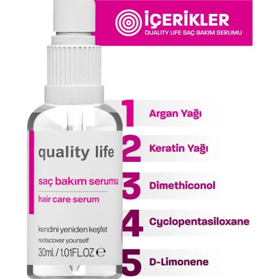 Quality Life Argan ve Keratin Saç Serumu (Aşırı Yıpranmış ve Dökülen Saçlara Özel)