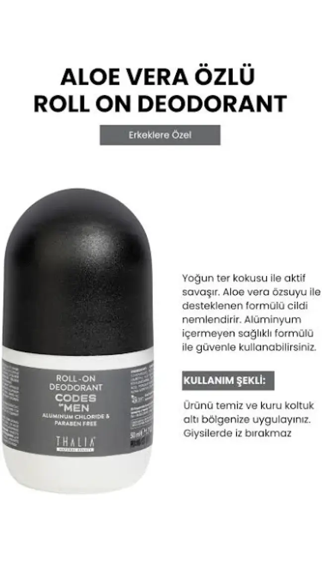 Thalia Erkek Aloe Vera Özlü Roll’on Deodorant 50ML