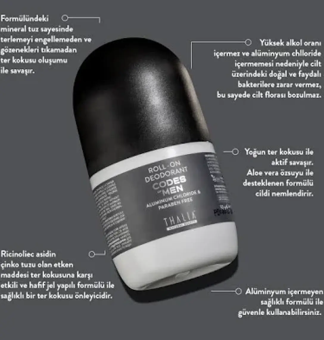 Thalia Erkek Aloe Vera Özlü Roll’on Deodorant 50ML