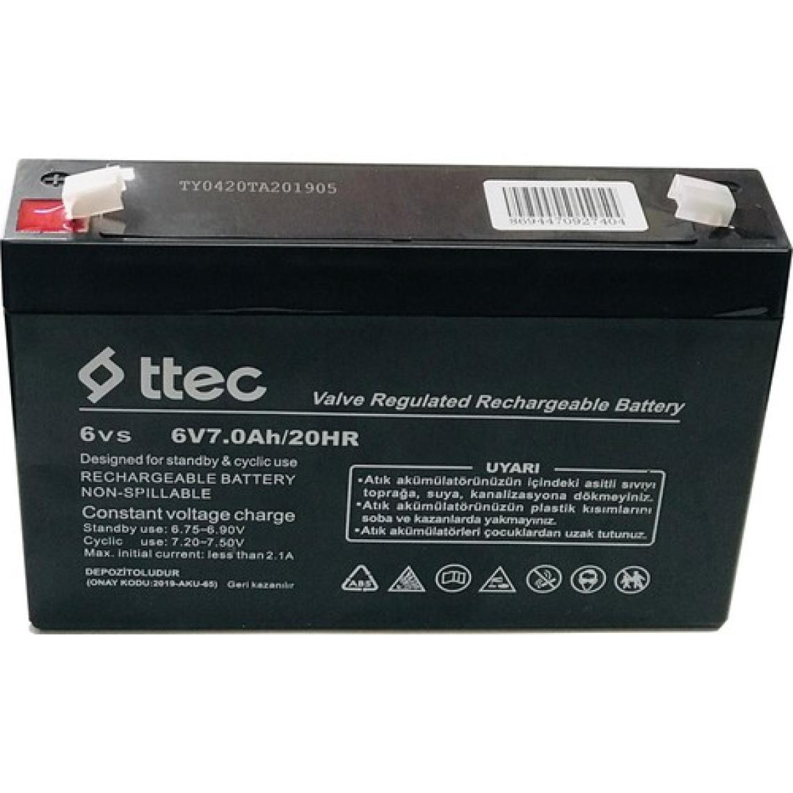 Ttec 6V 7AH 20HR Bakımsız Kuru Akü (05 / 2019 Üretim)