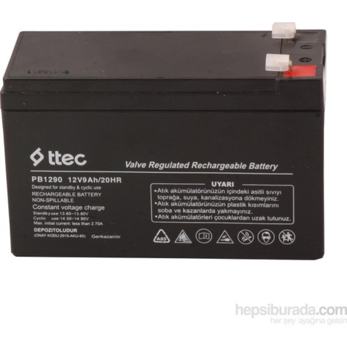Ttec 12 Volt 9A Akü -12V 9 Ah Bakımsız Kuru Akü - 12V 9AH 12V9AH 12 Volt 9 Amper Akü