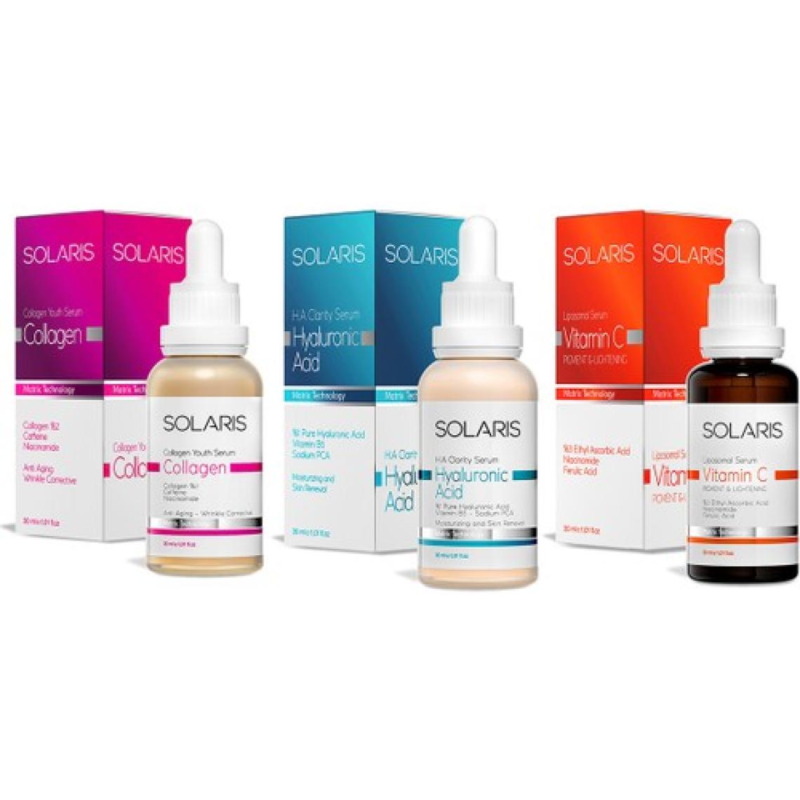 Solaris Cilt Serumu 30 ml ve Hyaluronic Acid Cilt Serumu 30 ml ve C Vitamin Cilt Serumu 30 ml