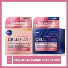 NIVEA Cellular Expert Lift Saf Bakuchiol Gelişmiş  Gündüz Yüz Kremi SPF 30 Güneş Koruması ve Gece Yüz Kremi 50ml,Saf Hyaluronik Asit