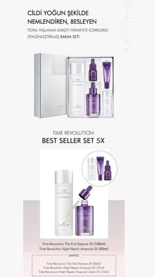 MISSHA Yaşlanma Karşıtı Fermente İçeriklerle Zenginleştirilmiş Bakım Seti Time Revolution Best Seller Set